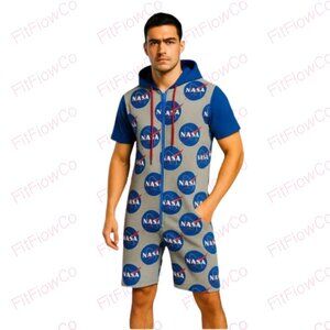 🚀 NASA Zip-Up Hoodie Romper – Size L – NWT